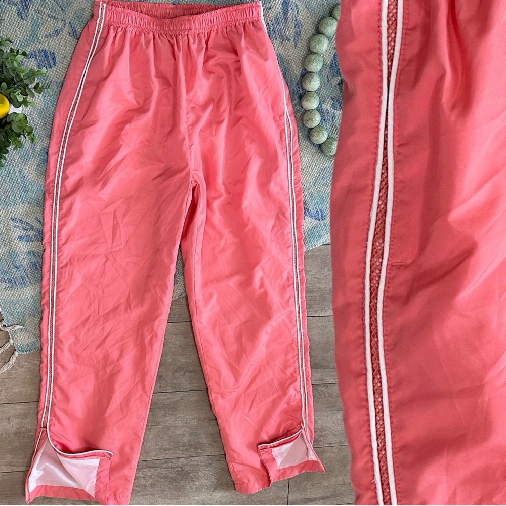 Vintage 90s Women’s Pink Swishy Track Pants Size Small Studio Works Ankle Zip